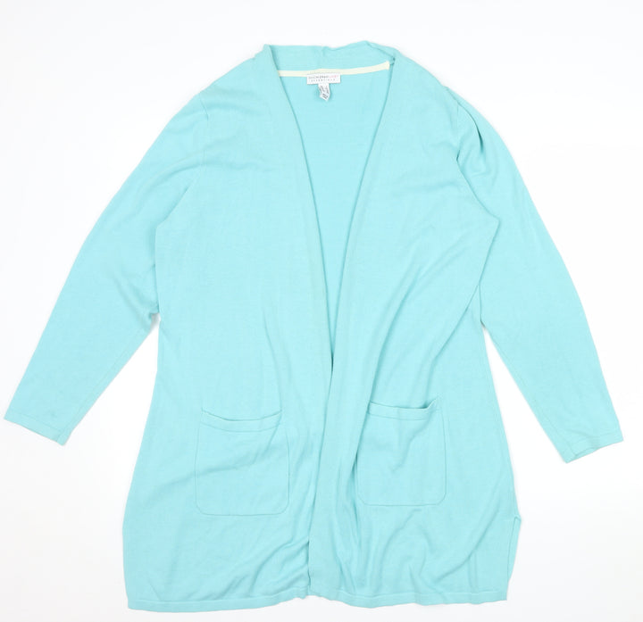 Isaac Mizrahi Live Essentials Women Blue XL Open Front Cardigan Jumper