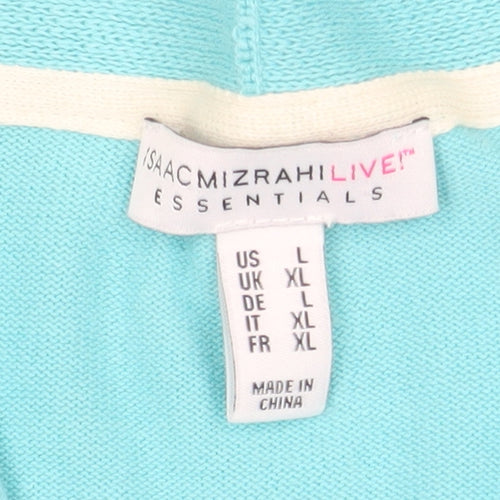 Isaac Mizrahi Live Essentials Women Blue XL Open Front Cardigan Jumper
