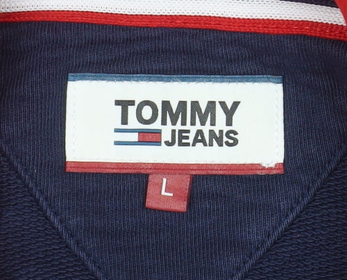 Tommy Jeans Men’s Blue Red Hoodie L Logo Pullover Sweatshirt