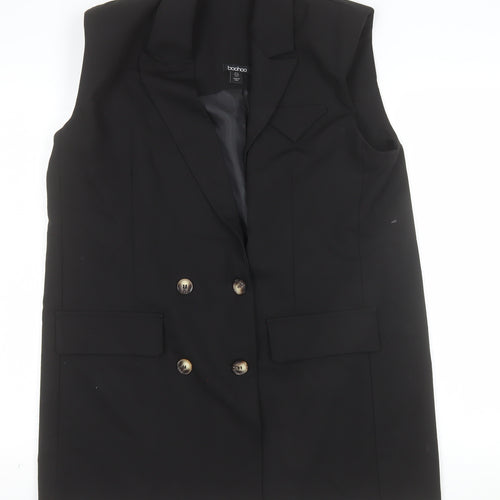 Boohoo Women's Black Size 12 Double Breasted Sleeveless Tuxedo Waistcoat