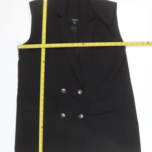 Boohoo Women's Black Size 12 Double Breasted Sleeveless Tuxedo Waistcoat