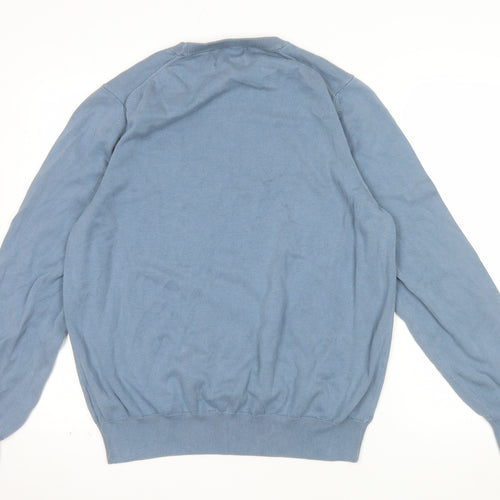 Marks and Spencer Men's Blue XL Cotton Crew Neck Jumper