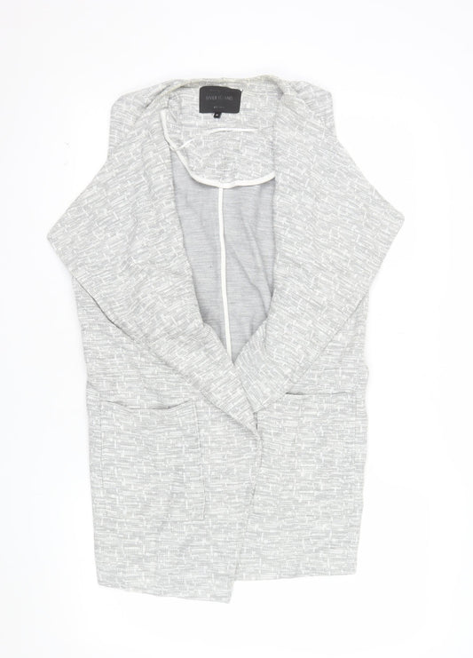 River Island Women Grey Sleeveless Waistcoat Size 10 Knit Open Front