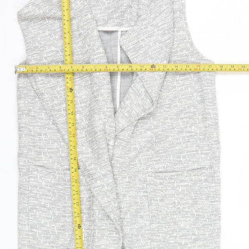 River Island Women Grey Sleeveless Waistcoat Size 10 Knit Open Front