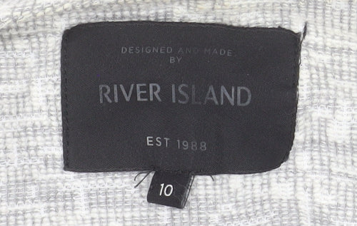 River Island Women Grey Sleeveless Waistcoat Size 10 Knit Open Front