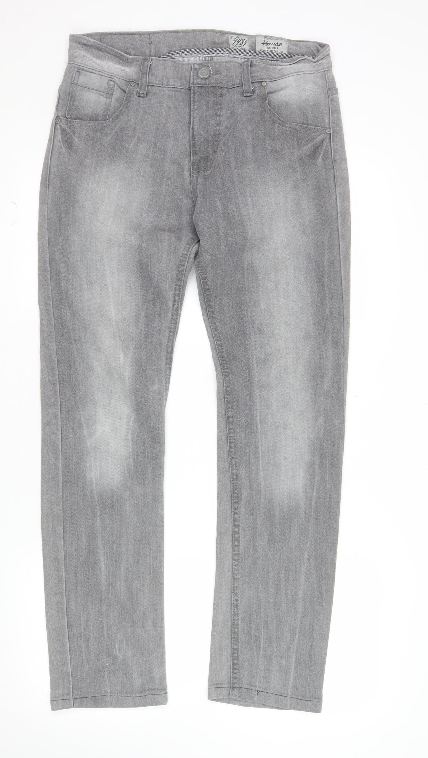 Fashioned House Women’s Grey Straight Leg Denim Jeans W30 L32