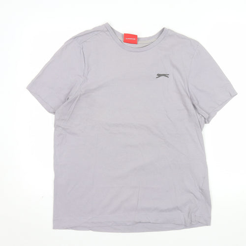 Slazenger Men's Grey Cotton T-Shirt Short Sleeve Athletic Style Size S