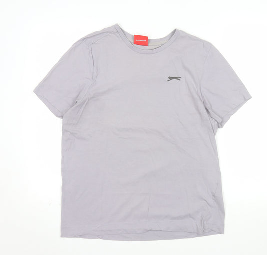 Slazenger Men's Grey Cotton T-Shirt Short Sleeve Athletic Style Size S