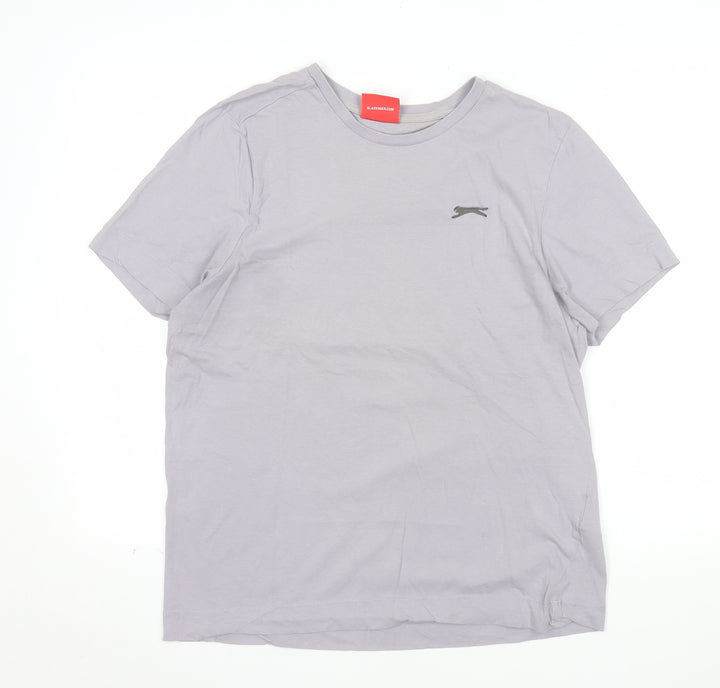 Slazenger Men's Grey Cotton T-Shirt Short Sleeve Athletic Style Size S