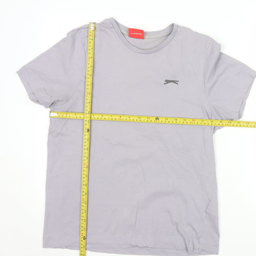 Slazenger Men's Grey Cotton T-Shirt Short Sleeve Athletic Style Size S