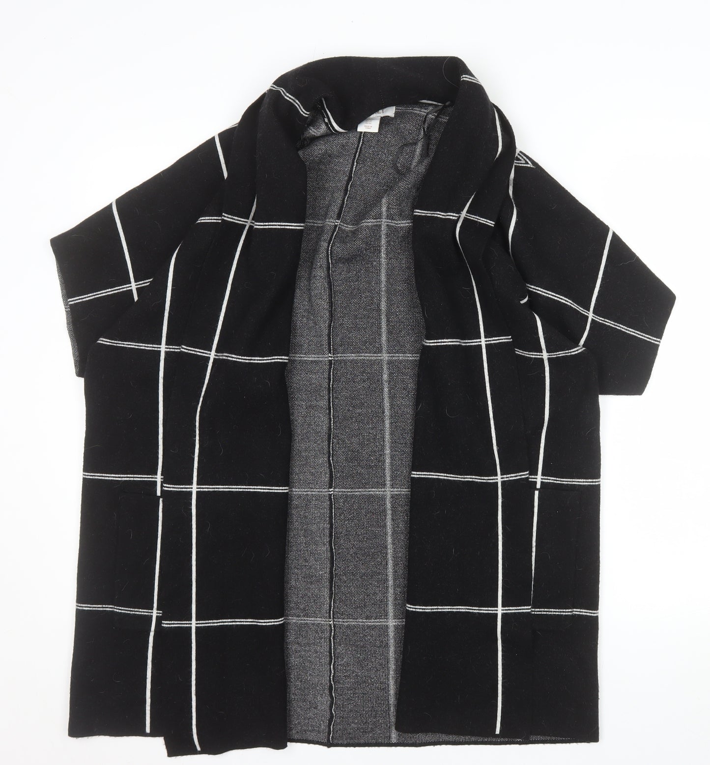 Ellen Tracy Women's Black Check Open Knit Cardigan XL
