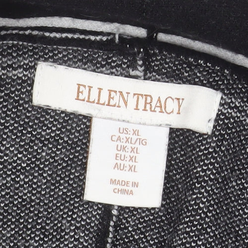 Ellen Tracy Women's Black Check Open Knit Cardigan XL