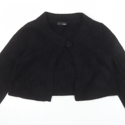 Next Womens Black Angora Blend Cropped Cardigan Size 14