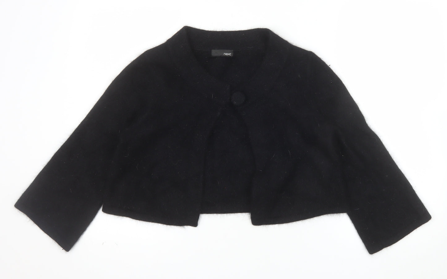 Next Womens Black Angora Blend Cropped Cardigan Size 14
