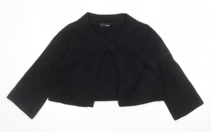 Next Womens Black Angora Blend Cropped Cardigan Size 14