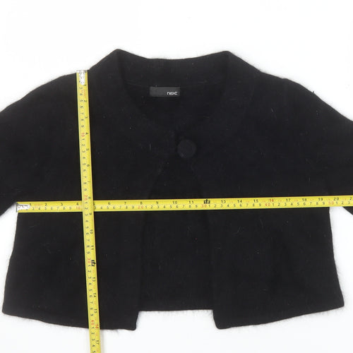 Next Womens Black Angora Blend Cropped Cardigan Size 14