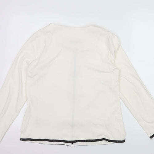 Privacy Women’s Ivory Zip Front Long Sleeve Jersey Blouse Size 14