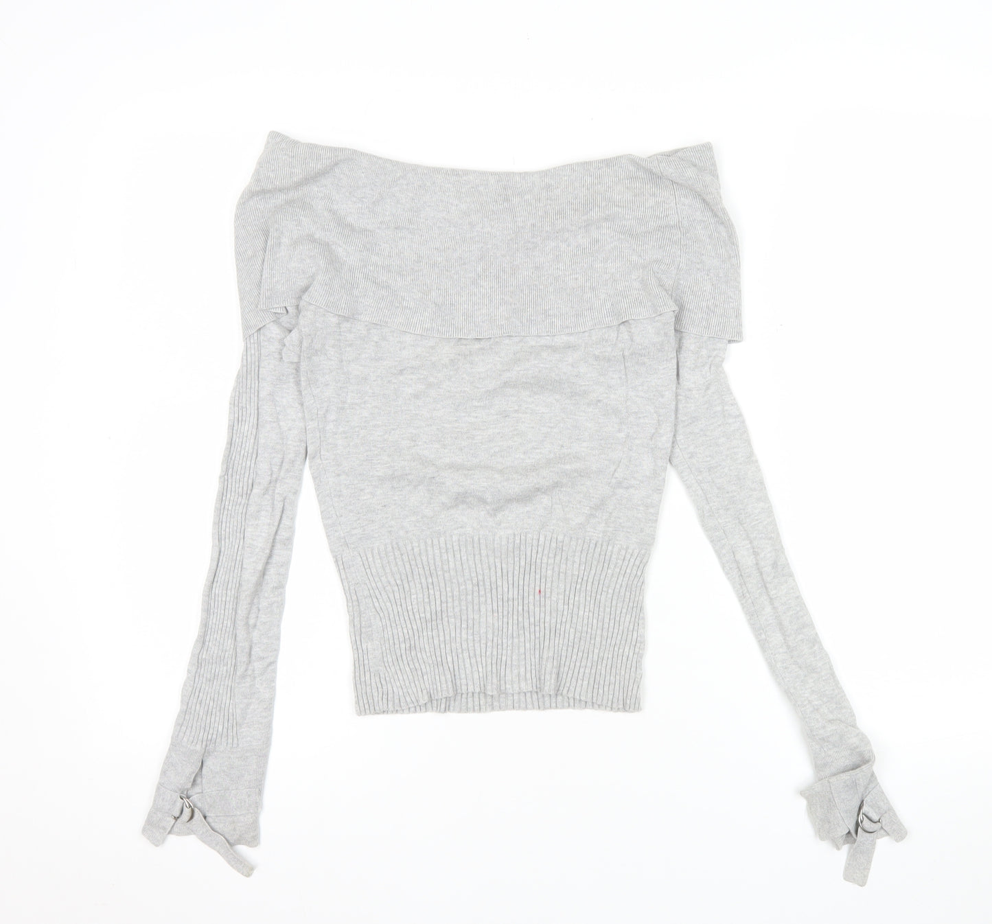 Jane Norman Women’s Grey Off Shoulder Knit Blouse Size 8 Long Sleeve
