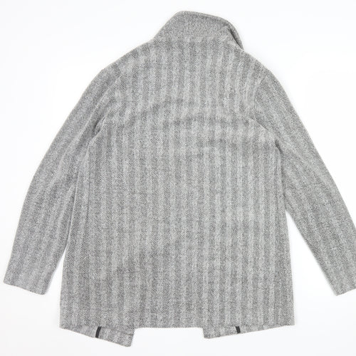 F&F Women Grey Herringbone Open Front Blazer UK 10 Long Sleeve