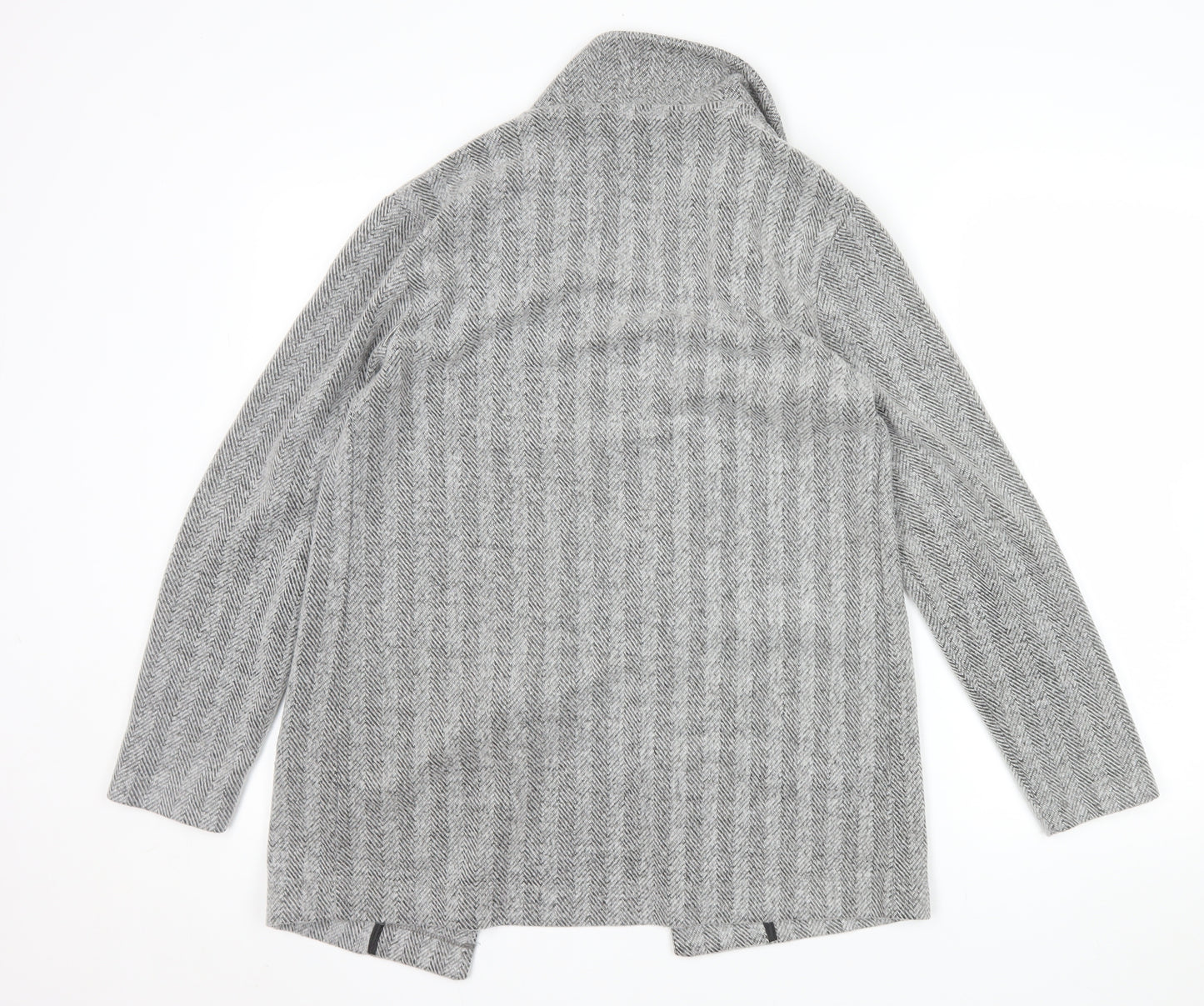 F&F Women Grey Herringbone Open Front Blazer UK 10 Long Sleeve