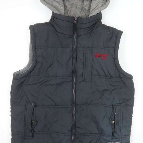 Tokyo Laundry Men's Blue Hooded Bodywarmer Gilet Size M