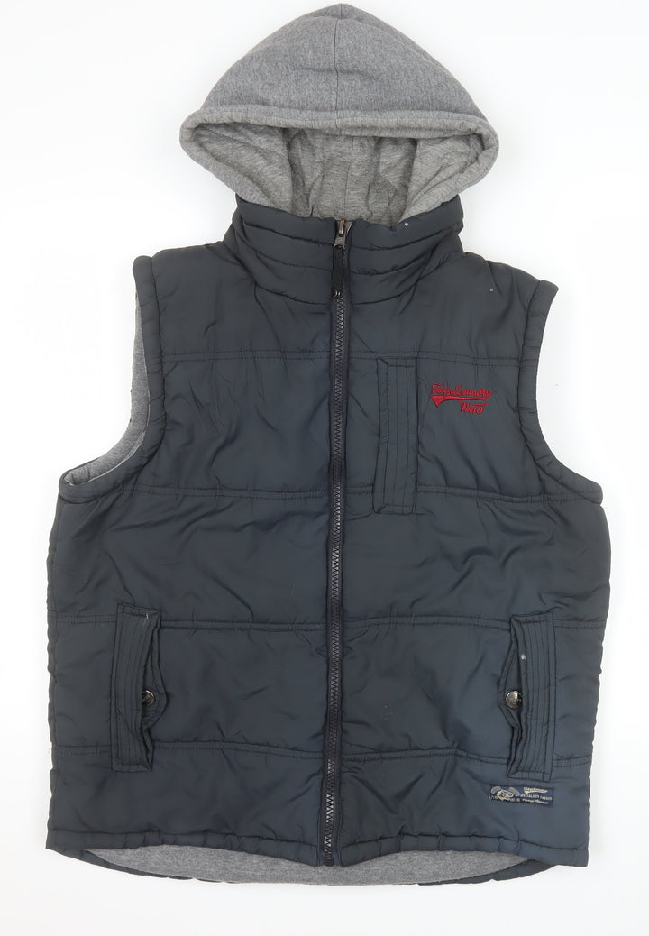 Tokyo Laundry Men's Blue Hooded Bodywarmer Gilet Size M