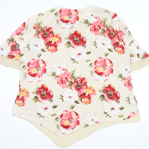 Bemark Womens Beige Floral Chiffon Tunic Blouse 2XL Short Sleeve