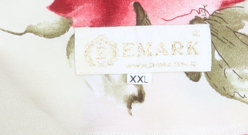 Bemark Womens Beige Floral Chiffon Tunic Blouse 2XL Short Sleeve