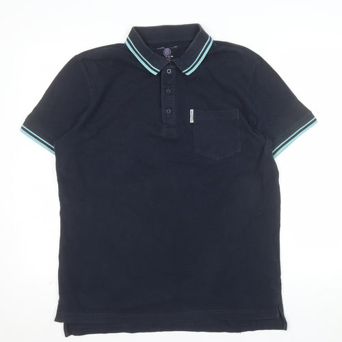 Lambretta Men's Blue Twin Tipped Cotton Polo Shirt Size L