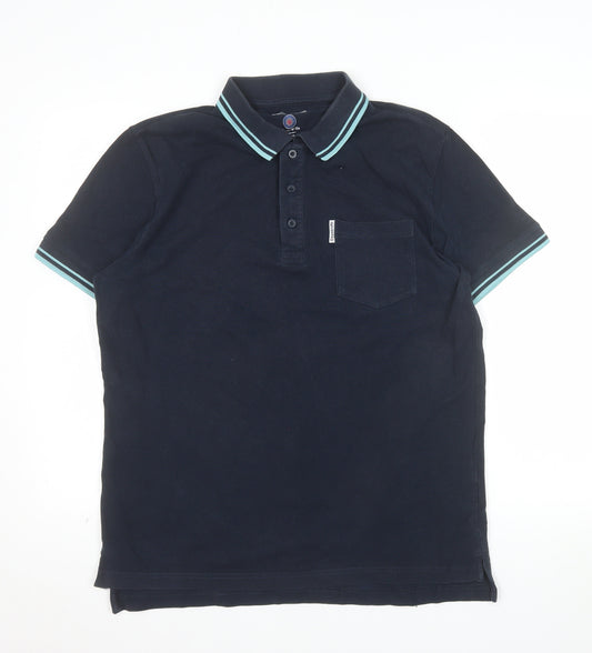 Lambretta Men's Blue Twin Tipped Cotton Polo Shirt Size L