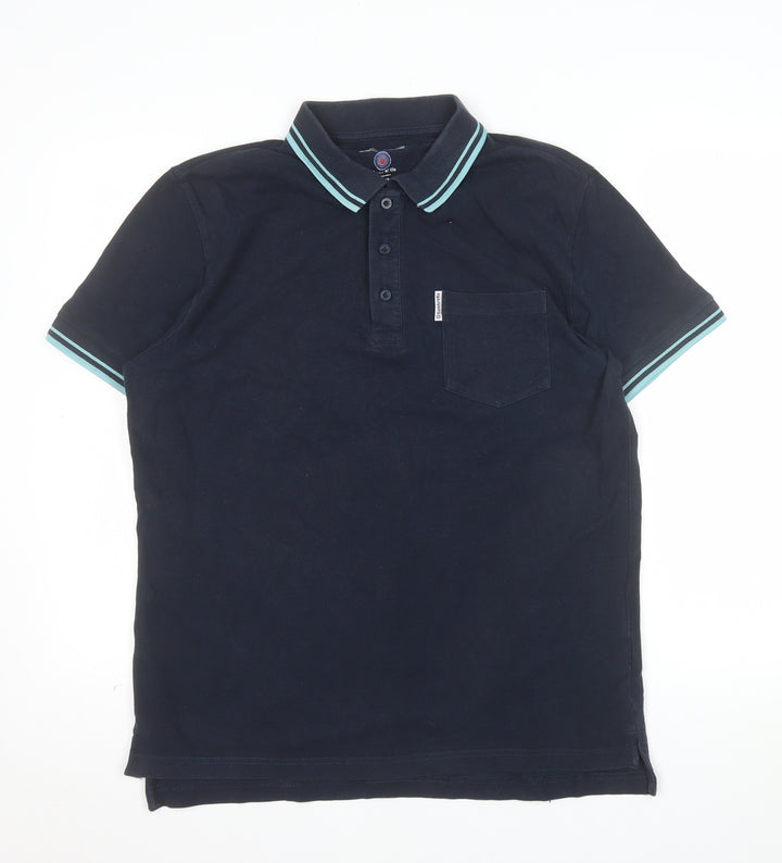 Lambretta Men's Blue Twin Tipped Cotton Polo Shirt Size L