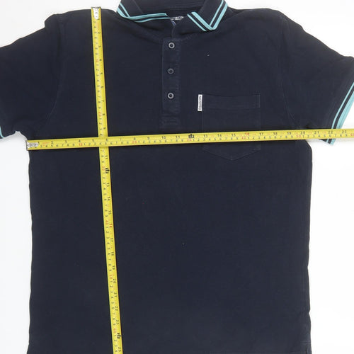 Lambretta Men's Blue Twin Tipped Cotton Polo Shirt Size L