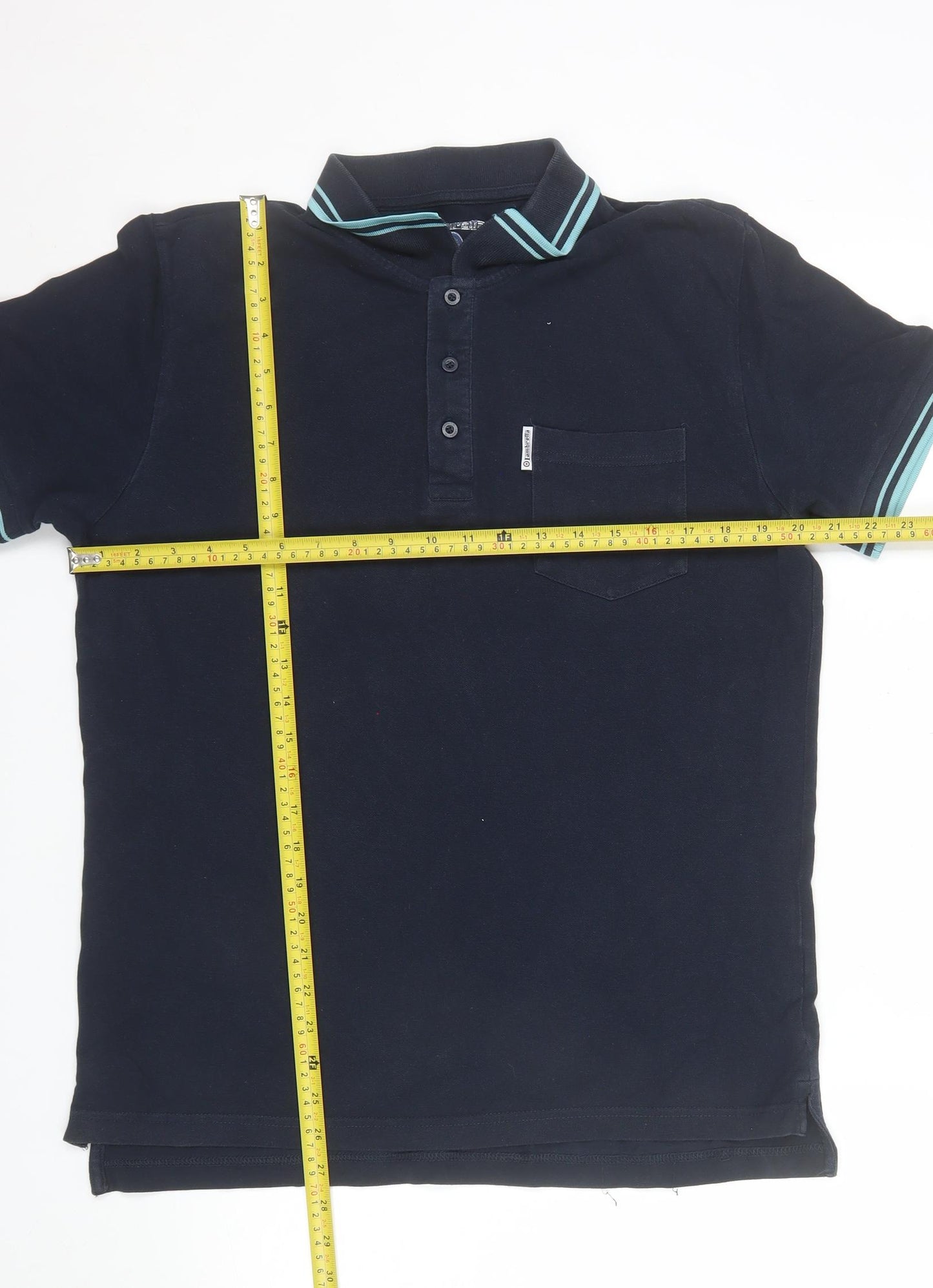 Lambretta Men's Blue Twin Tipped Cotton Polo Shirt Size L
