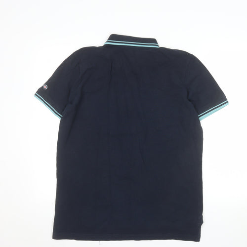 Lambretta Men's Blue Twin Tipped Cotton Polo Shirt Size L
