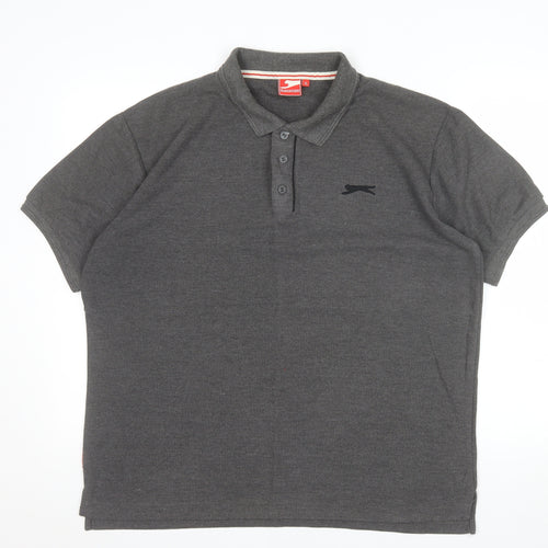 Slazenger Men's Grey Short Sleeve Polo Shirt XL Classic Fit