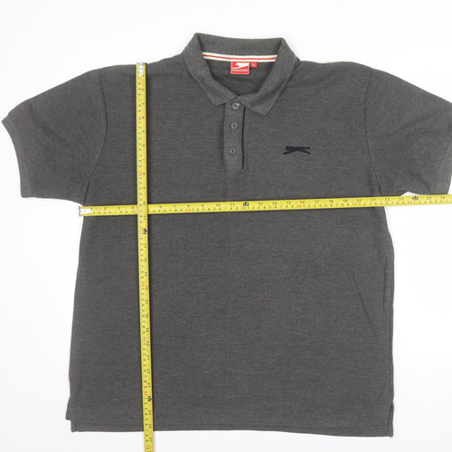 Slazenger Men's Grey Short Sleeve Polo Shirt XL Classic Fit