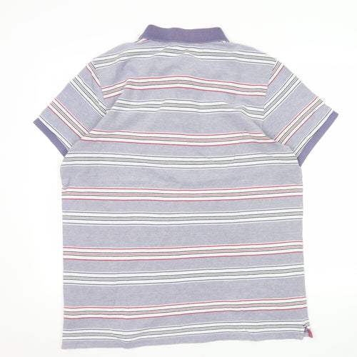 Ben Sherman Mens Grey Striped 2XL Cotton Polo Shirt