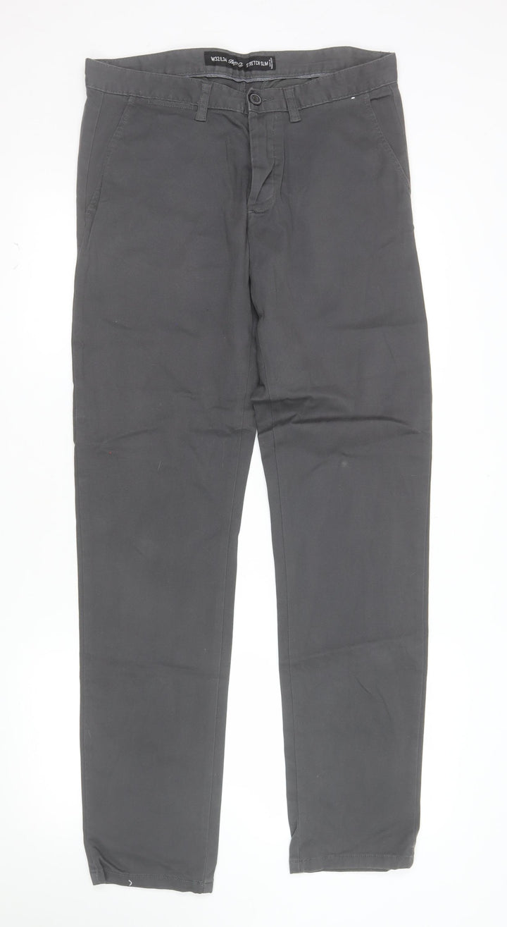 Denim Co Men's Grey Slim Fit Stretch Chino Trousers W32 L34