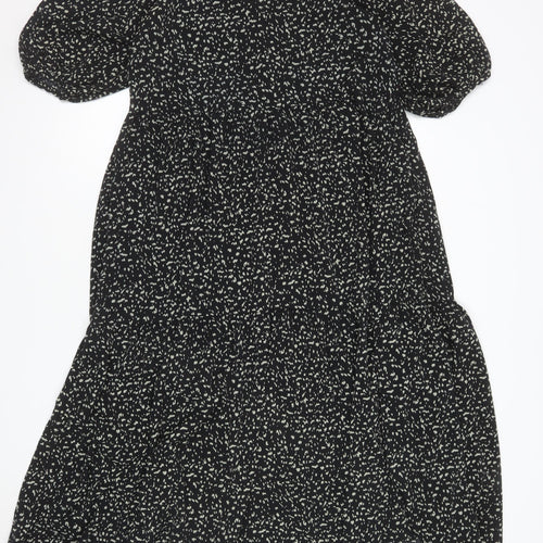 Brave Soul Women’s Black Floral A-Line Knee Length Dress Size L