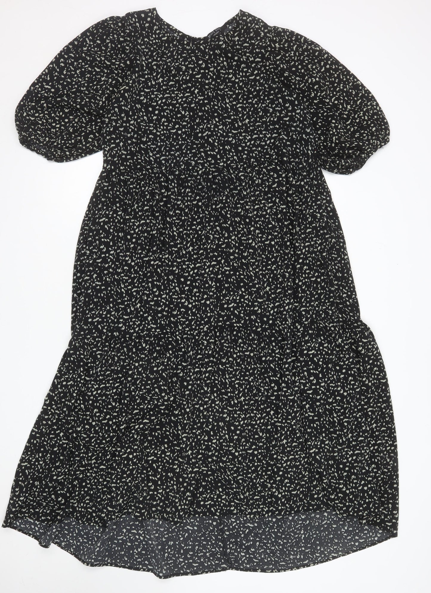Brave Soul Women’s Black Floral A-Line Knee Length Dress Size L