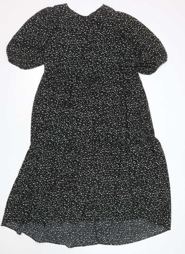 Brave Soul Women’s Black Floral A-Line Knee Length Dress Size L