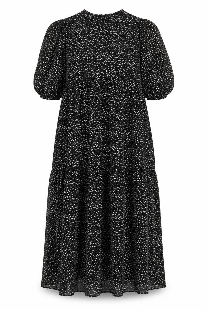 Brave Soul Women’s Black Floral A-Line Knee Length Dress Size L