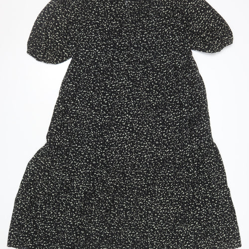 Brave Soul Women’s Black Floral A-Line Knee Length Dress Size L