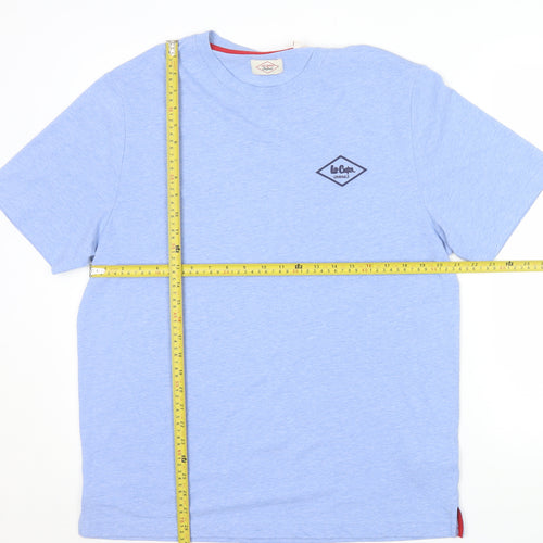 Lee Cooper Men's Blue XL Crew Neck Short Sleeve Cotton T-Shirt