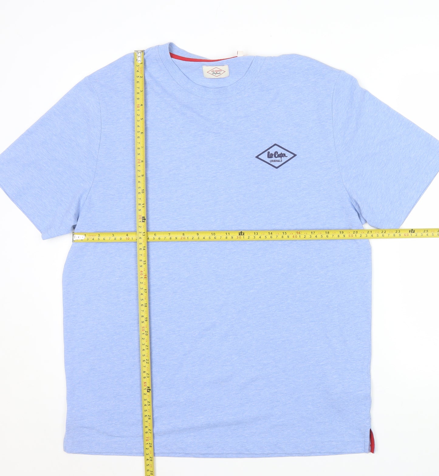 Lee Cooper Men's Blue XL Crew Neck Short Sleeve Cotton T-Shirt