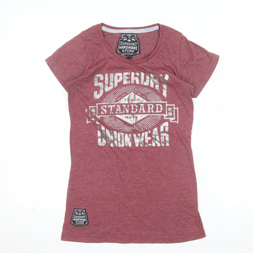 Superdry Women Red Short Sleeve Graphic T-Shirt Size S