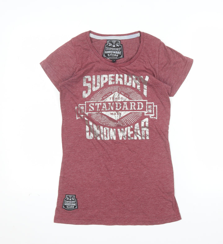 Superdry Women Red Short Sleeve Graphic T-Shirt Size S