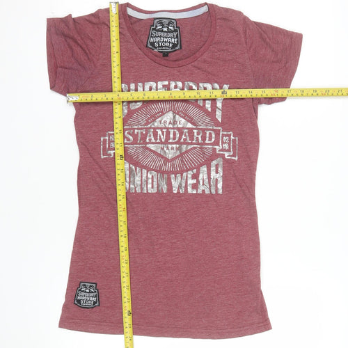 Superdry Women Red Short Sleeve Graphic T-Shirt Size S