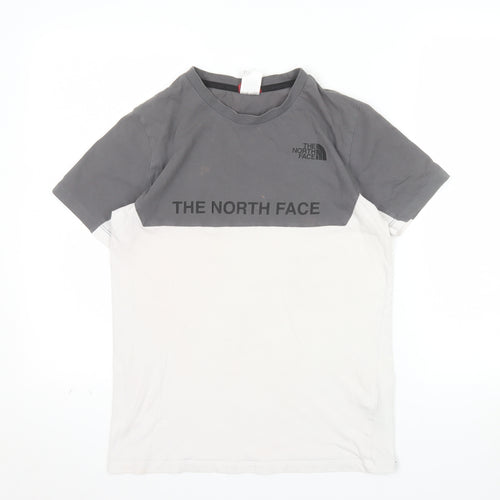 The North Face Boys Grey and White Colourblock XL T-Shirt Short Sleeve Casual