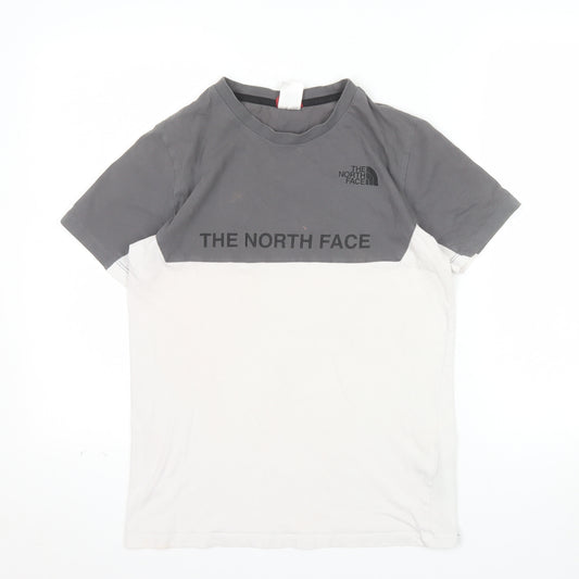The North Face Boys Grey and White Colourblock XL T-Shirt Short Sleeve Casual